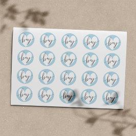 grått White Baby blue Heart Runt Klistermärke