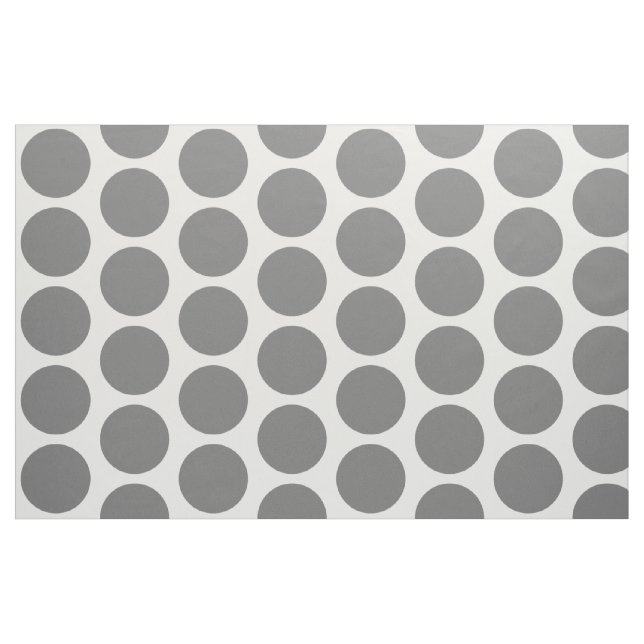 Grått White Big Polka dots Fabric Tyg (Yard)