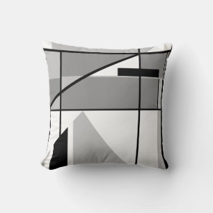 Grått White Black Abstrakt Triangles Linjer MCM-ut Kudde
