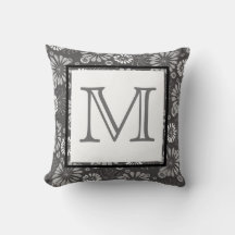 Grått White Black Monogram-Blommigt