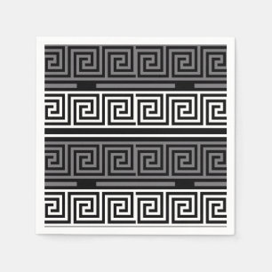 Grått White Black Nyckel Fret Mönster Design Pappersservett