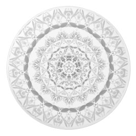 Grått White Blommigt Damask Mandala Knopp