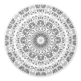 Grått White Blommigt Mandala Knopp