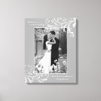 Grått White Blommigt Porträtt Photo Template Bild