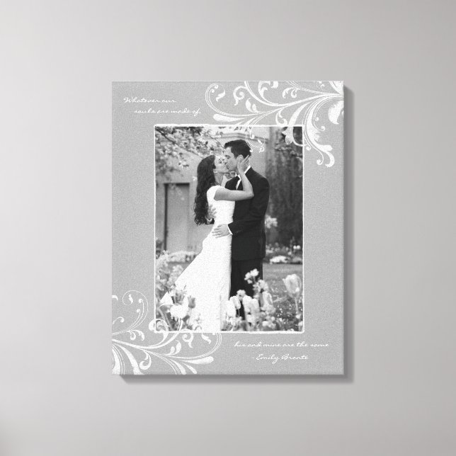 Grått White Blommigt Porträtt Photo Template Bild (Framsida)