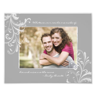 Grått White Blommigt Ram Ligcape Photo Template Fototryck
