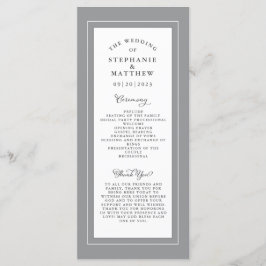 Grått & White Bröllop Service Ceremony Elegant Program