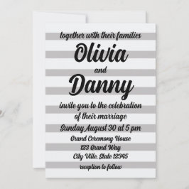 Grått White Candy Rand Cute Beach Wedding Inbjudningar