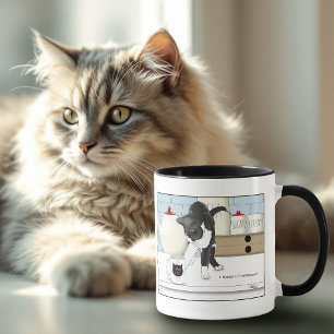 Grått White Cat Funny Tea Mugg Kitchen