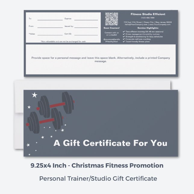 Grått White Corporate Hälsa Gift Certificate (9.25x4 Inch, Grey White Corporate Wellness Gift Certificate)