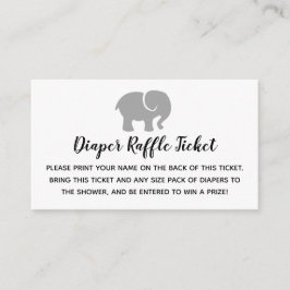 Grått & White Elephant Diaper Raffle Biljett Tilläggskort