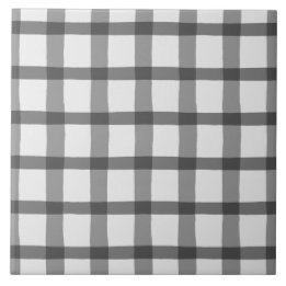 Grått White Farmhouse Plaid Patternated Kakelplatta