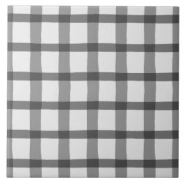Grått White Farmhouse Plaid Patternated Kakelplatta