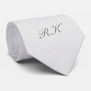 Grått & White Filigree Mönster med Monogram Slips