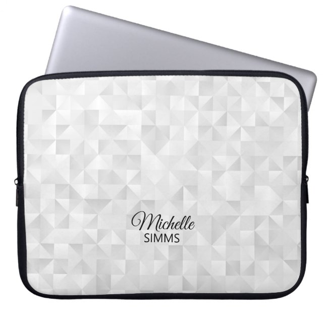 Grått-White Geometric Mönster och anpassning Laptop Fodral (Framsidan)