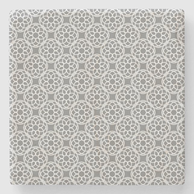 Grått White Geometric Seamless Mönster Stenunderlägg (Framsidan)