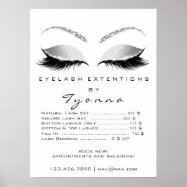 Grått White Guld Makeup Artist Lash Pris List Poster