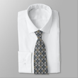 Grått White Guld Snyggt Dapper Plaid Mönster Slips