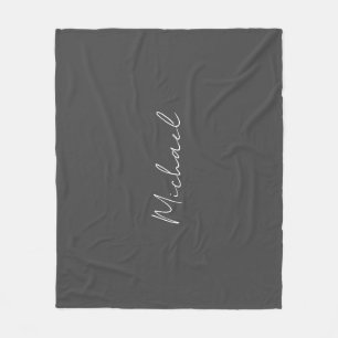 Grått White Handskriven Minimalist ditt namn Fleecefilt