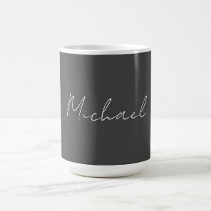 Grått White Handskriven Minimalist ditt namn Kaffemugg