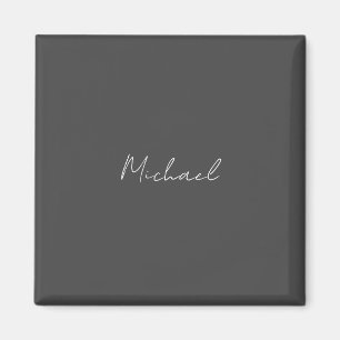 Grått White Handskriven Minimalist ditt namn Magnet