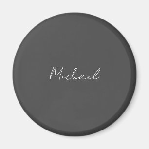Grått White Handskriven Minimalist ditt namn Magnet