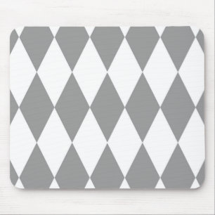Grått White Harlequin Diamonds Mönster Design Musmatta