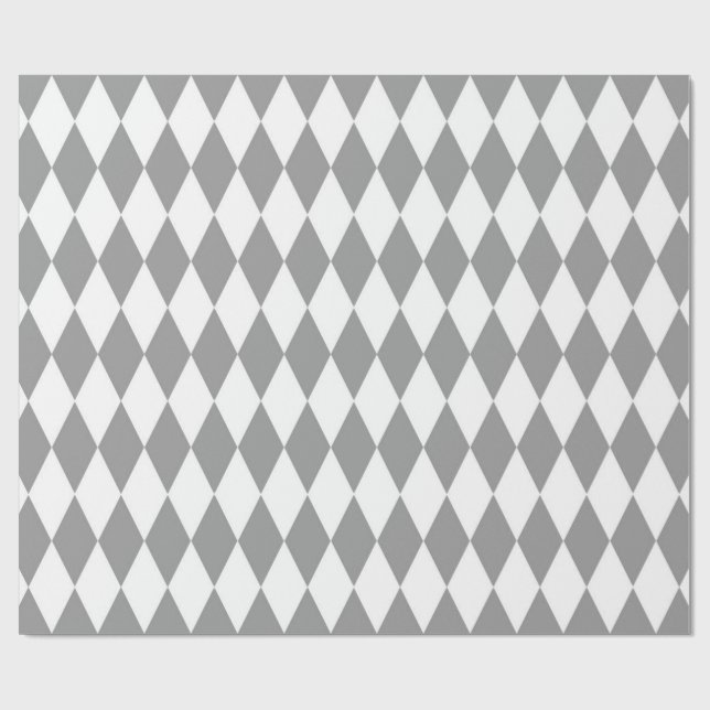 Grått White Harlequin Diamonds Mönster Design Presentpapper (Platt)