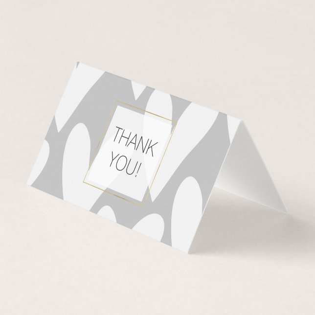 Grått White Hearts Bröllop Tack Kort (Framsida)