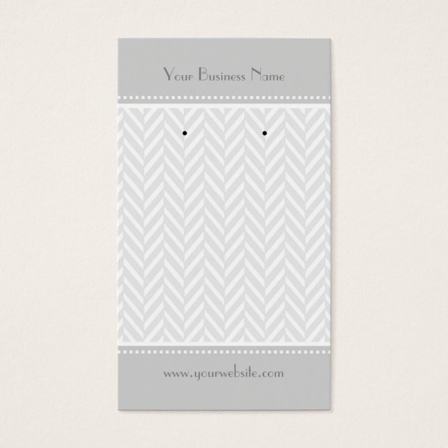 Grått White Herringbone Earring Cards Visitkort (Framsidan)