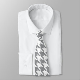Grått & White Houndstooth Necktie Slips