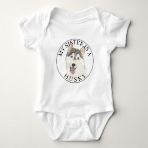 Grått & White Husky Hund Big Sister T Shirt