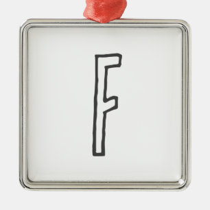 Grått & White Initial Brev Monogrammed Plain Julgransprydnad Metall