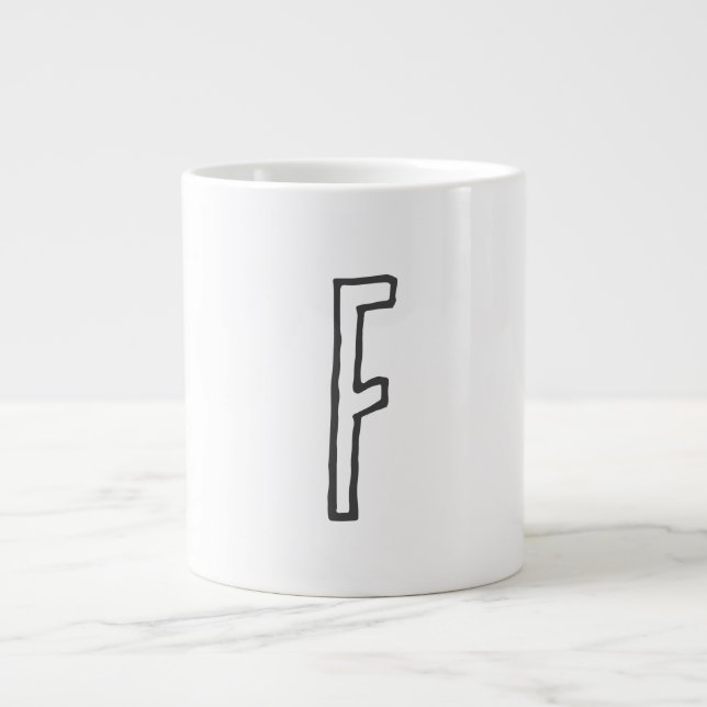 Grått & White Initial Brev Monogrammed Plain Jumbo Mugg (Framsidan)