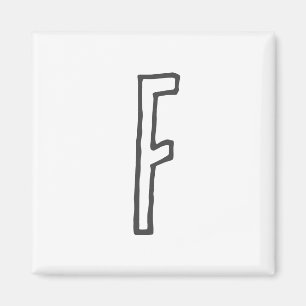 Grått & White Initial Brev Monogrammed Plain Magnet