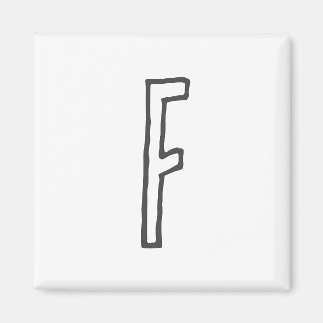 Grått & White Initial Brev Monogrammed Plain Magnet (Framsidan)