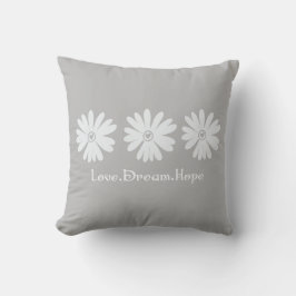 Grått White inspirational Daisy Flowers Kudde