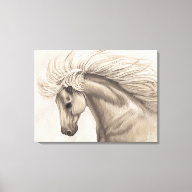 Grått White Ivory Horse Vild Mane Canvastryck (Framsida)