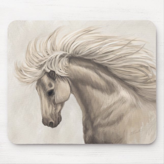 Grått White Ivory Horse Vild Mane Musmatta (Framsidan)
