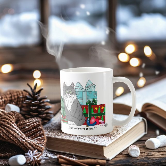 Grått White jul Kitten Kaffemugg (Skapare uppladdad)