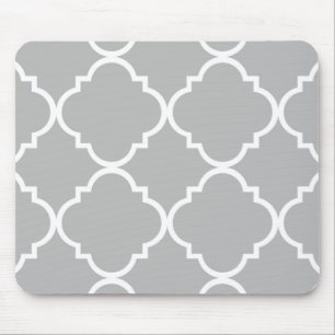 Grått White Large Quatrefoil Mönster Musmatta
