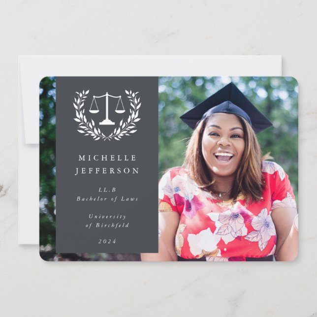 Grått + White Law Scale Laurel Wandeand Photo Meddelande (Framsida)