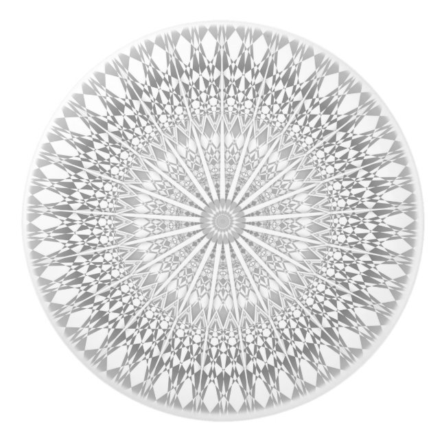 Grått White Mandala Modern Knopp (Framsidan)