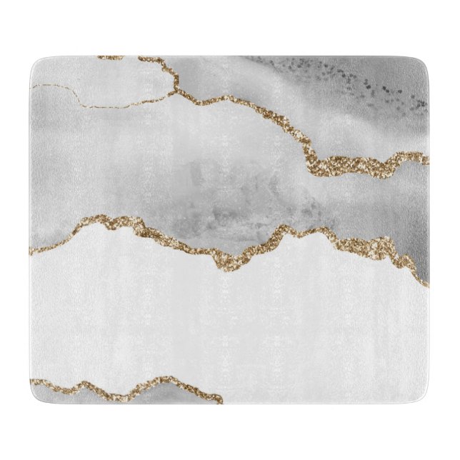 Grått White Marble Agate Refined Golden Glitter (Framsidan)