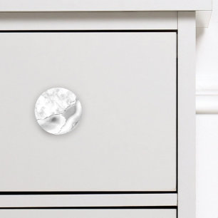 Grått White Marble Agate Silver Glitter Knopp