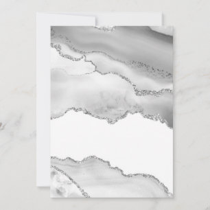 Grått White Marble Agate Simple Silver Glitter Tack Kort