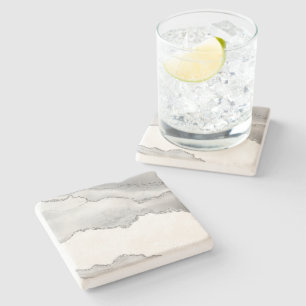 Grått White Marble Agate Simple Silver Gnistra Stenunderlägg