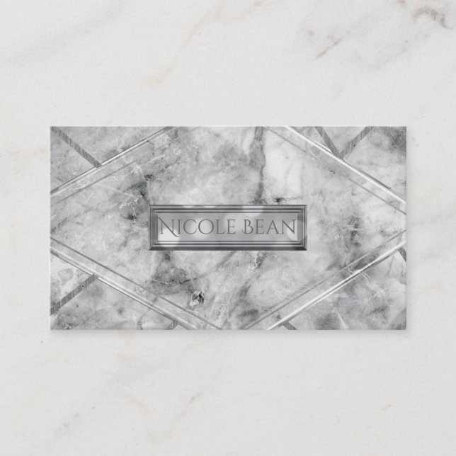 Grått & White Marble Glam Chic Elegant Stil Visitkort (Framsida)