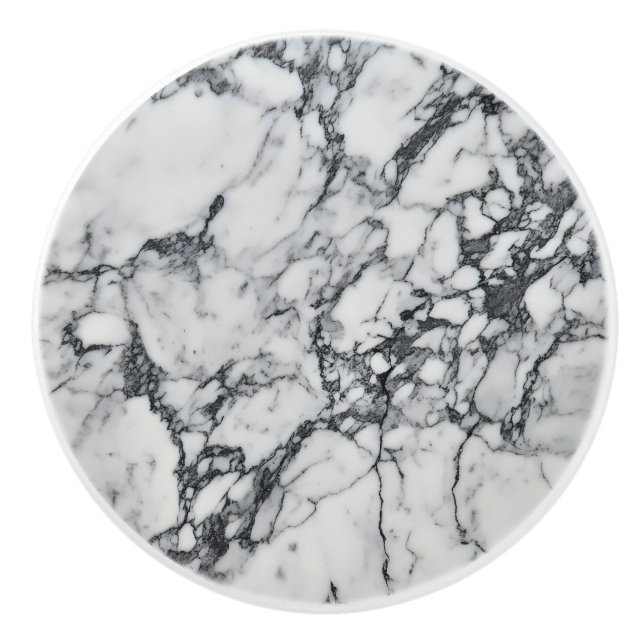 Grått White Marble Mönster Knopp (Framsidan)