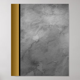 Grått White Marble Stone/Black Guld Gräns Art Poster